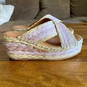 Splendid straw Wedges  pink women 6.5